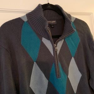 MEN’S Quarter Zip Diamond pattern Sweater